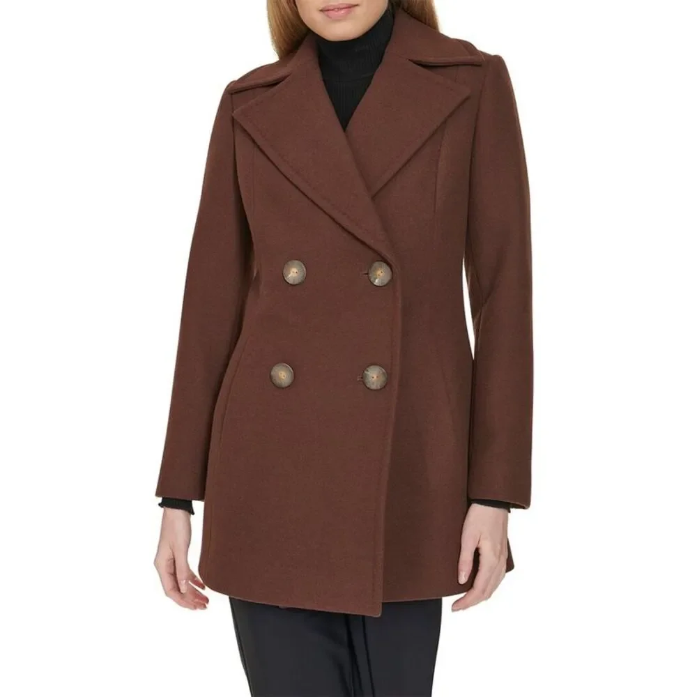 Cole Haan Wool Brown Peacoat - Picture 2 of 5